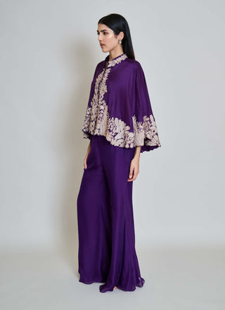 Kalie purple wildflower cape with bustier and pants