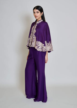 Kalie purple wildflower cape with bustier and pants