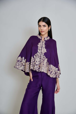 Kalie purple wildflower cape with bustier and pants