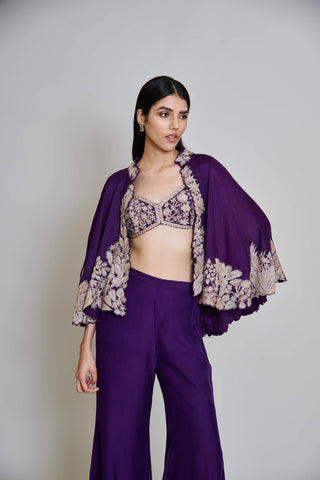 Kalie purple wildflower cape with bustier and pants