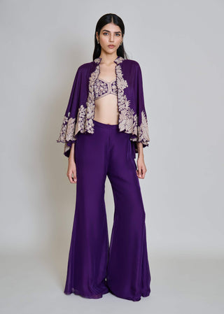 Kalie purple wildflower cape with bustier and pants