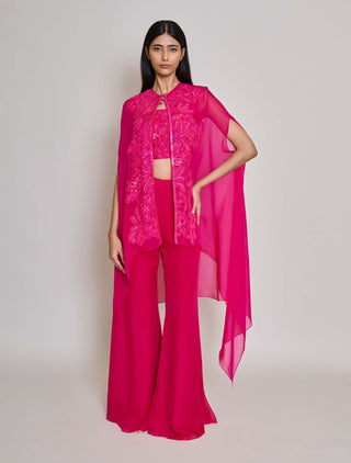 Aurea fuchsia cape with bustier and pant