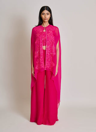Aurea fuchsia cape with bustier and pant
