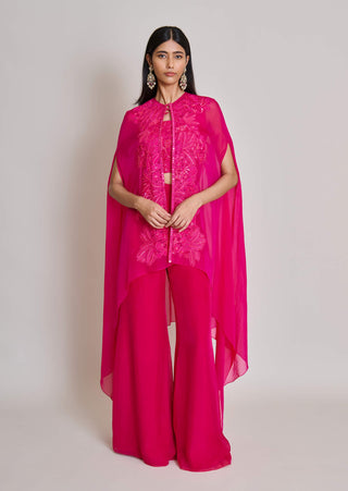 Aurea fuchsia cape with bustier and pant