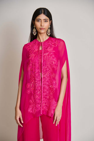 Aurea fuchsia cape with bustier and pant