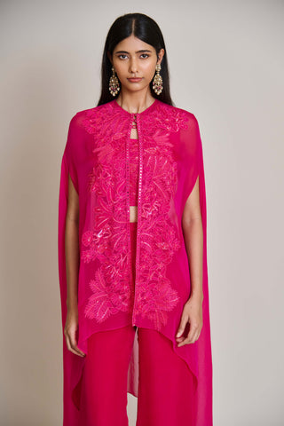 Aurea fuchsia cape with bustier and pant