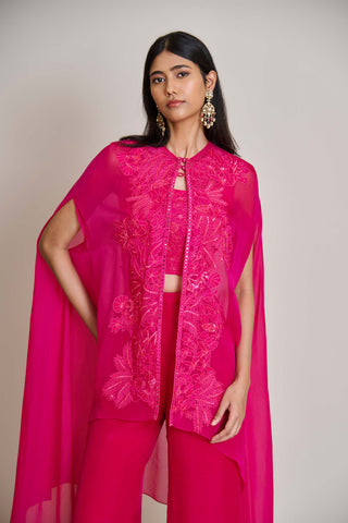 Aurea fuchsia cape with bustier and pant