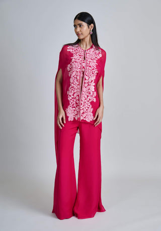 Aurea fuchsia pink cape and pant set