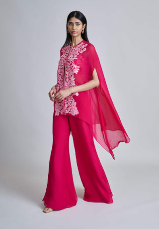Aurea fuchsia pink cape and pant set