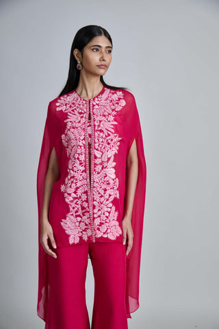 Aurea fuchsia pink cape and pant set