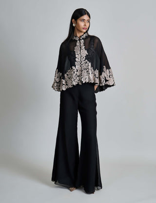 Kalie black wildflower cape with bustier and pants