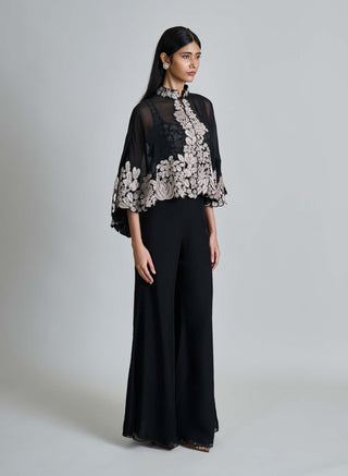 Kalie black wildflower cape with bustier and pants