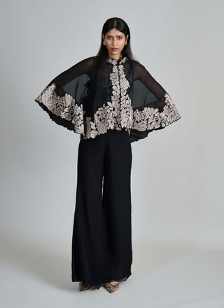 Kalie black wildflower cape with bustier and pants