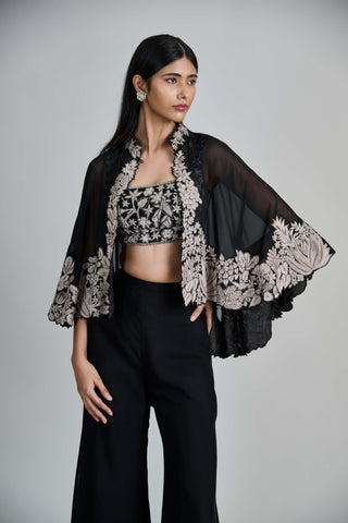 Kalie black wildflower cape with bustier and pants