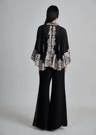 Kalie black wildflower cape with bustier and pants