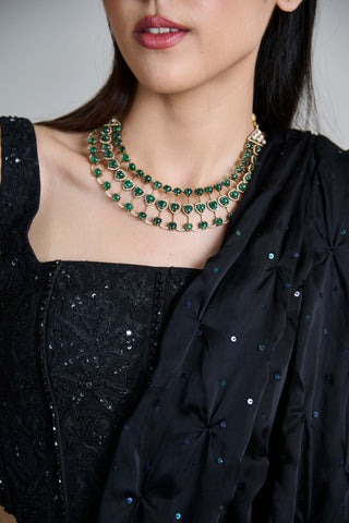 Yuki black smocking sari and corset