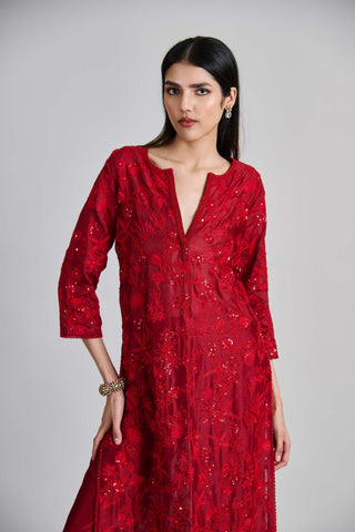 Kiyara red kurta set