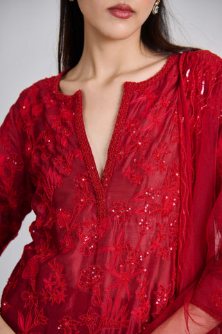 Kiyara red kurta set