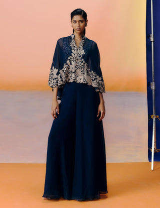 Kalie navy blue cape and flared pants