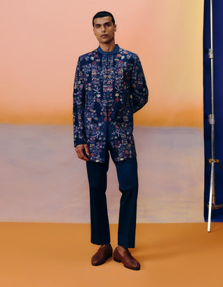 Albie navy blue sherwani set
