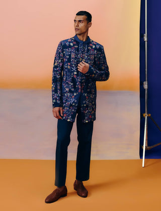 Albie navy blue sherwani set