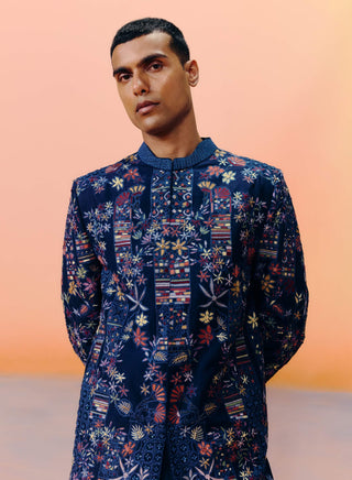 Albie navy blue sherwani set