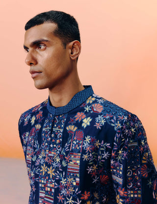 Albie navy blue sherwani set