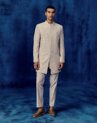 Zavi champagne sherwani set