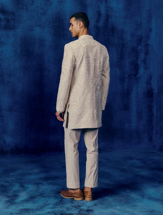 Zavi champagne sherwani set