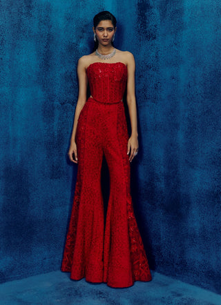 Myna red corset and sharara pants
