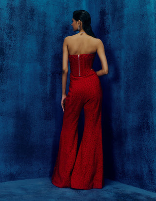 Myna red corset and sharara pants