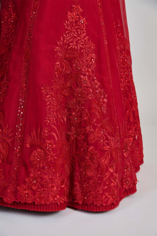 Keya red lehenga and corset set