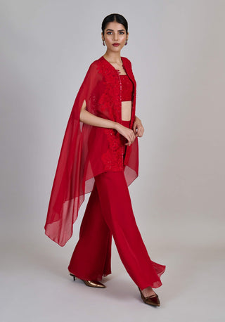 Aurea red border cape with bustier and pants