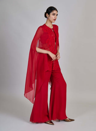 Aurea red border cape with bustier and pants