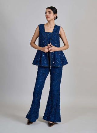 Liora navy blue jacket and slim pant set