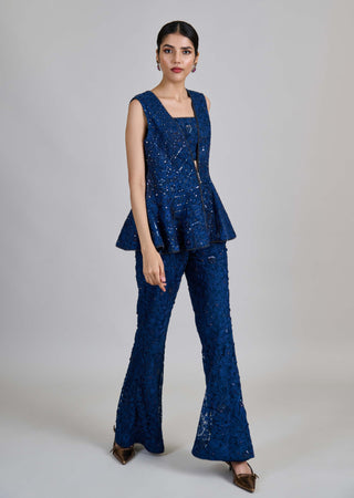 Liora navy blue jacket and slim pant set