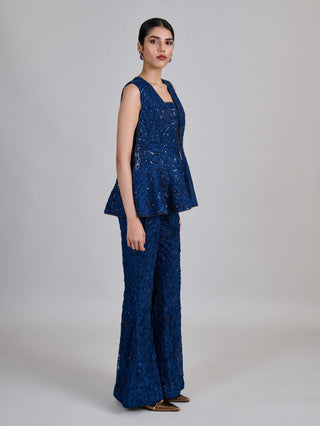 Liora navy blue jacket and slim pant set