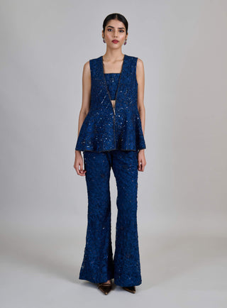 Liora navy blue jacket and slim pant set