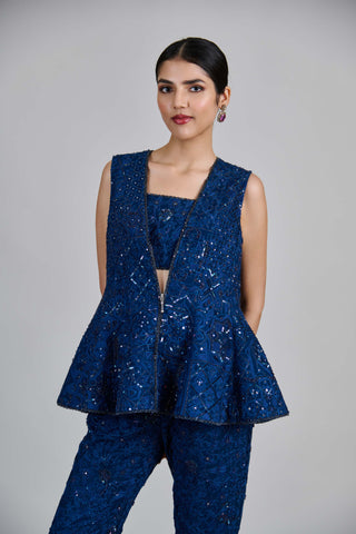 Liora navy blue jacket and slim pant set