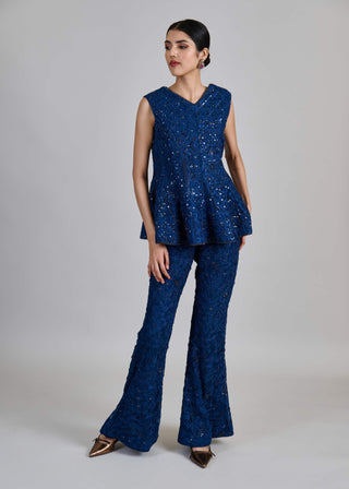 Liora navy blue jacket and slim pant set