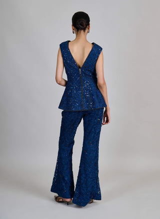 Liora navy blue jacket and slim pant set