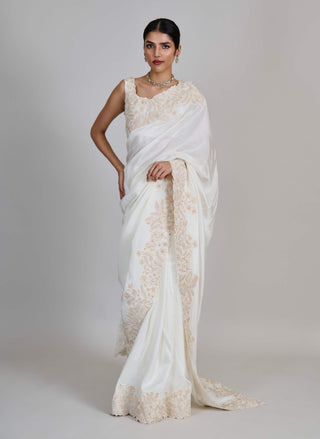 Nysa ivory gold sari set