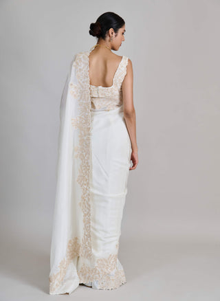 Nysa ivory gold sari set