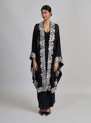 Lea fuchsia triangle cape with corset and draped skirt