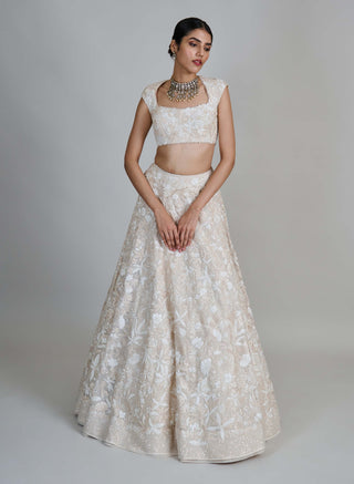 Emma ivory wildflower sequin gitch lehenga set