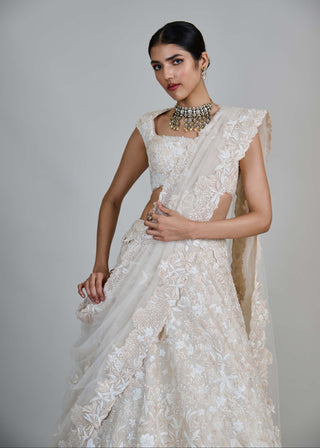 Emma ivory wildflower sequin gitch lehenga set