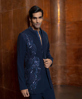 Triton blue bundi and kurta set