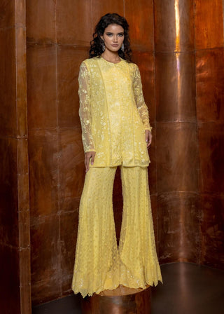 Canarie butter yellow kurta and flared pant set