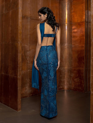 Nerule navy blue skirt set