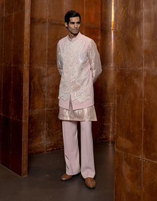 Elvor powder pink bundi and kurta set